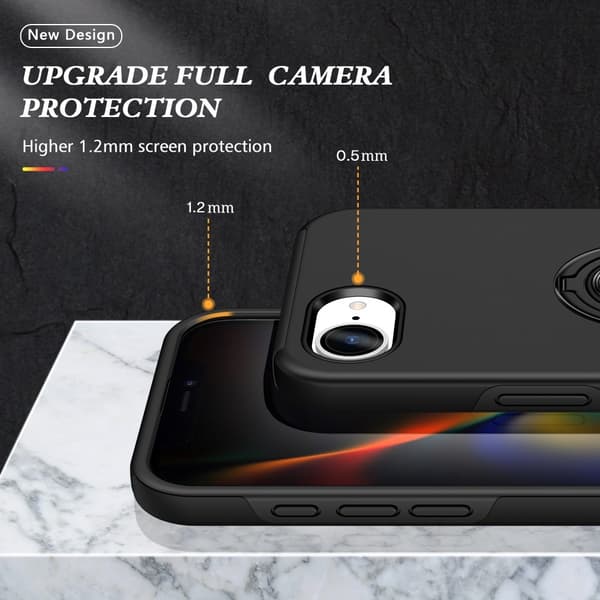 Til Kompatibel med iPhone 17e / 16e Hybrid cover med Fingerring - Sort[BEMS] Svart black