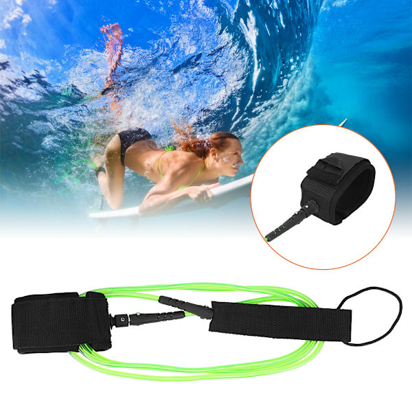 TPU 7mm Elastiskt Vattensports Fotrep Surfing Paddelbräda Ankel Fjäder Dragrem Grön