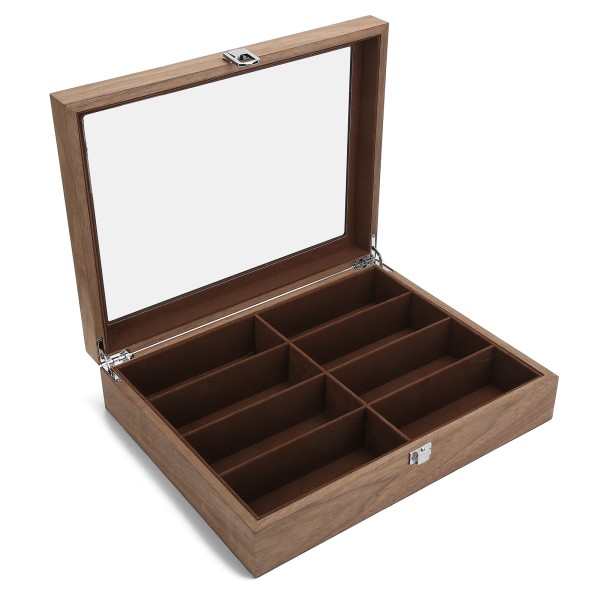 8 Fack Glasögonförvaringslåda Trä Solglasögon Displayfodral Resa Smycken Organizer