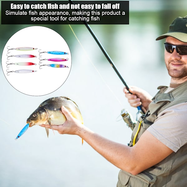 7 stk Mini Fiskeformet Hard Lure Bait med Kroker Fiskeutstyr