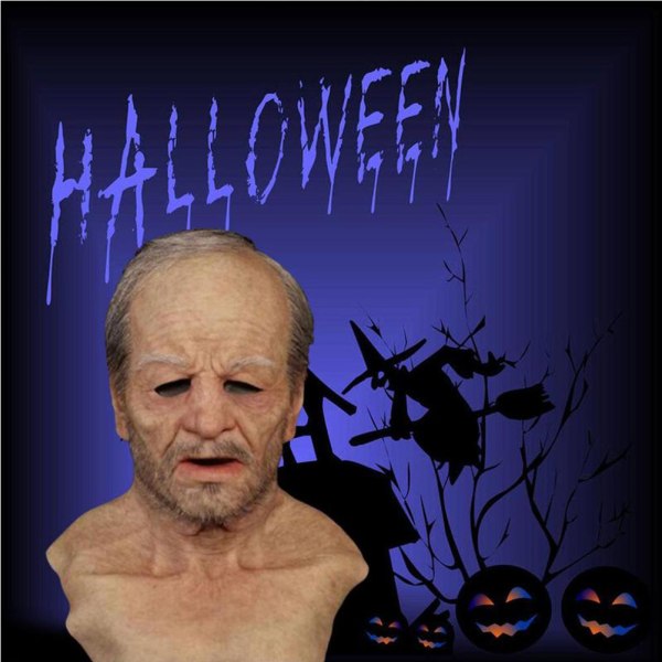 Halloween Latex Old Man Face Cover Halloween Fancy Dress Pää naamioitunut Realistic päähineet
