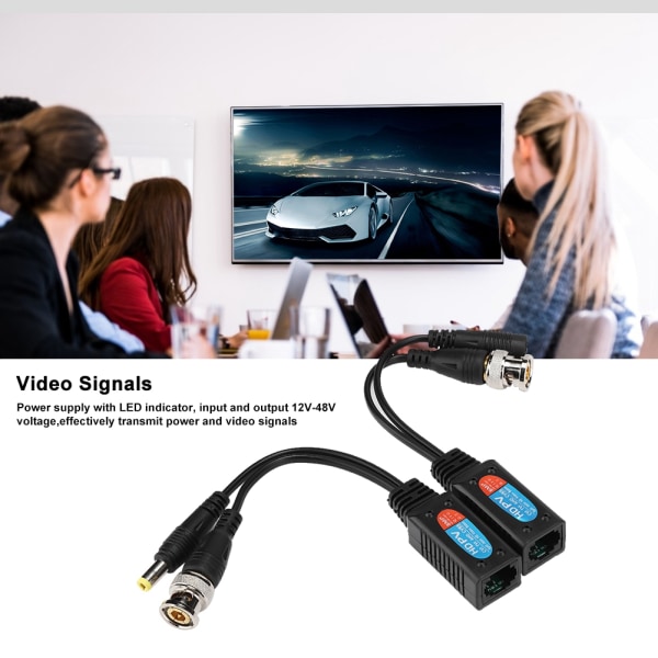 8MP CVI/AHD/TVI/CVBS Video Power Balun -lähetin kiertävällä parilla 12–48V