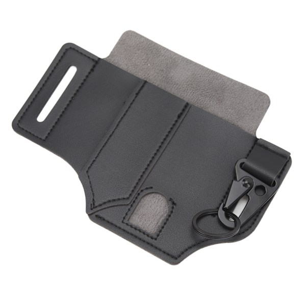 Männs Svart Läder EDC Multiverktyg Bältesväska med Mjuk Textur och Hög Kapacitet