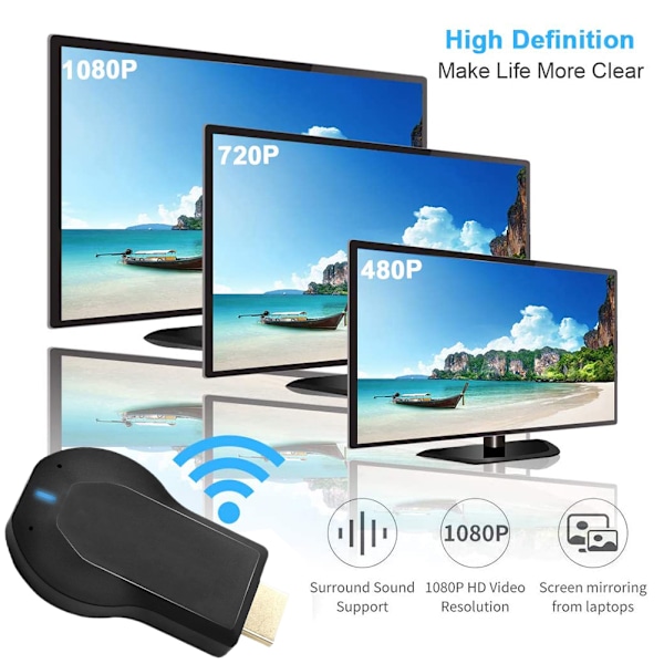 Langaton Näyttövastaanotin 720 / 1080P HD Näyttövastaanotin Sisäänrakennetulla Antennilla