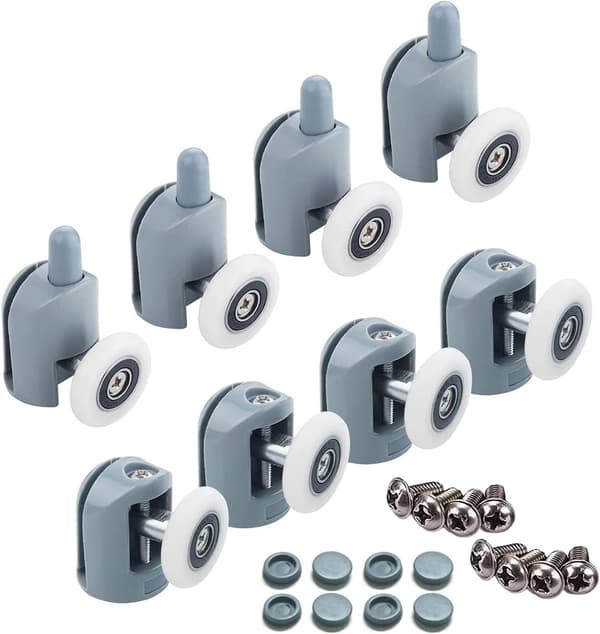Sæt med 8 udskiftningsdobbeltruller til brusedøre, 23 mm diameter hjul (Single-8stk-23mm)