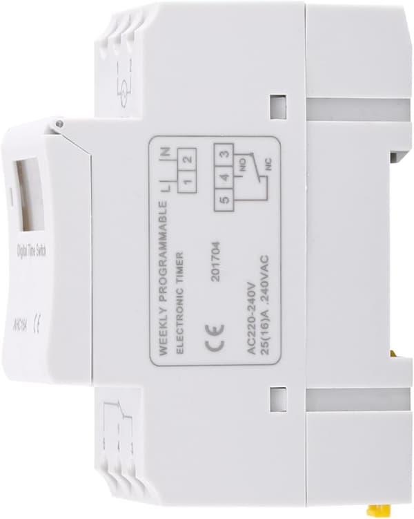 Programmerbart ur, elektrisk paneltimer, programmerbar LCD digital timer, daglig/ugentlig tidsafbryder på DIN-skinne (AC220V)