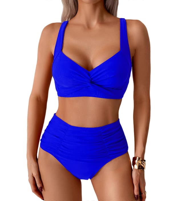 【BEMS】Dame Bikini Sæt Twist Front Todelt Badedragt Kongeblå S Royal blue S