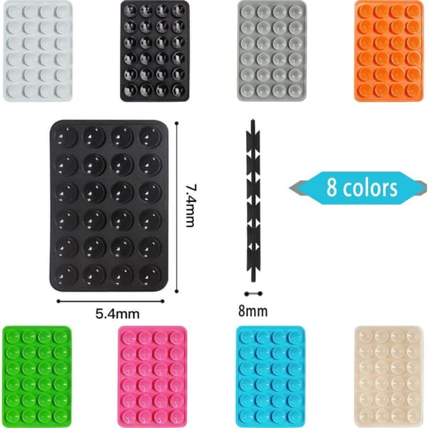 8-pack Universal Silicone Suction Cup Phone Holder Compatible with All Models Double-Sided Adhesive Anti-Slip Design (8)