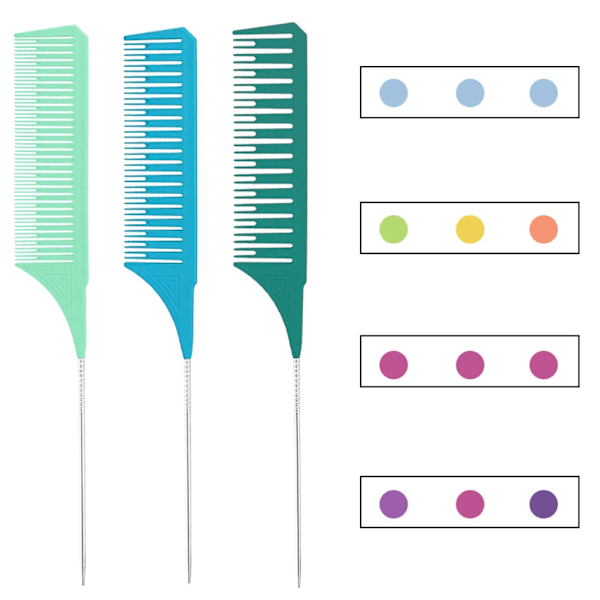 3 stk. Højlys Kamme Rottehale Kamme Salon Hårstyling Kamme til Kvinder og Mænd