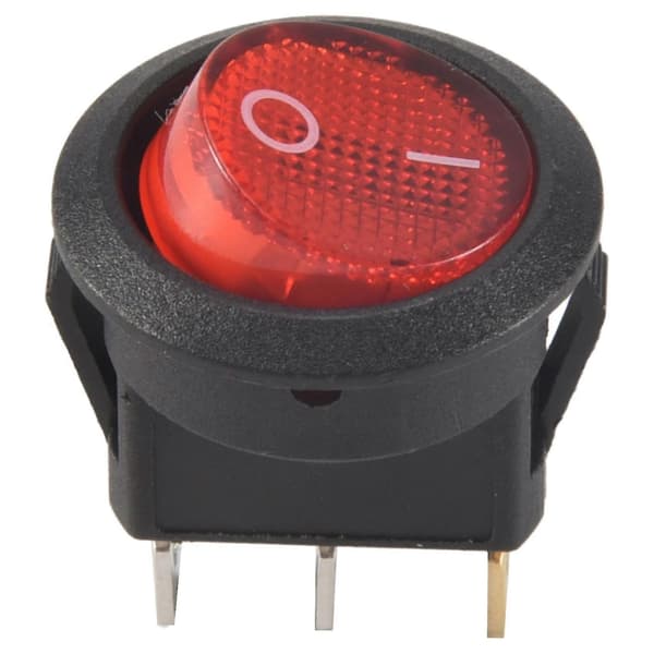 Vippströmbrytare Bipolär PÅ AV Röd 3-polig 20mm Black  red