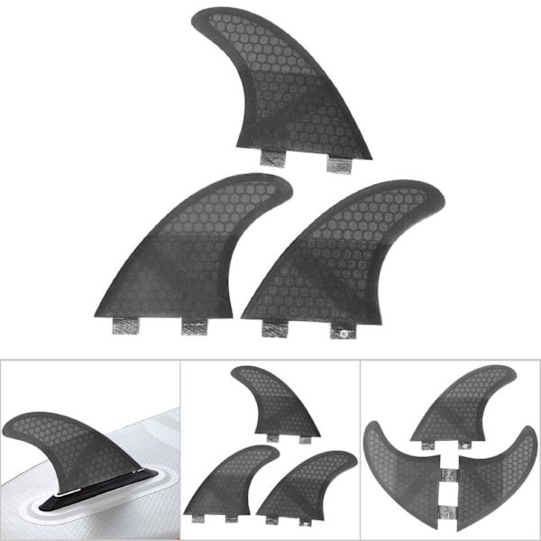 3 st/set Glasfiber Surfbräda G3/G5 Fenor Surfing Stand Up Paddle Fin Thruster (Svart)