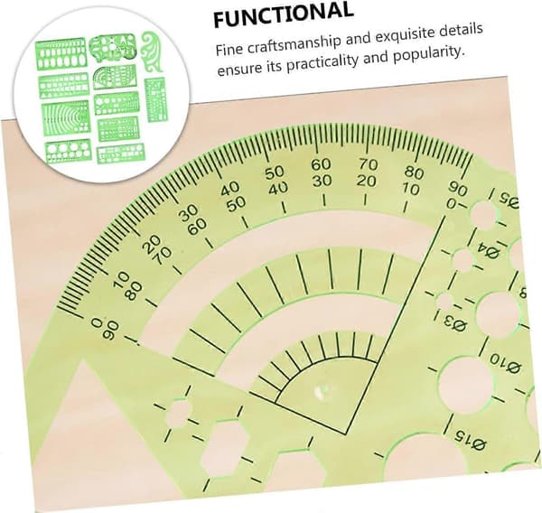 【BEMS】11-delad geometrisk ritmallssats, transparent plastlinjal