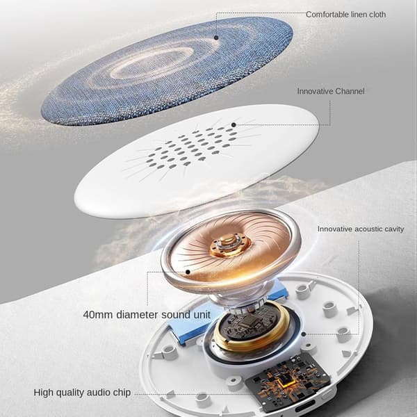 Bærbar puthøyttaler Kompakt lydboks for søvn, trådløs puthøyttaler for søvn, benledningsteknologi, støtter Bluetooth-tilkobling.