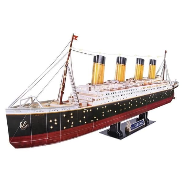 3D-båtpussel - Titanic modellbyggsats att bygga med LED, 3D-pussel, skeppsmodeller, monteringsspel, 266 bitar, 4 timmars montering