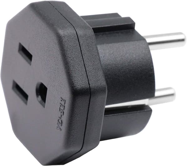 Han EU/DE/FR/IT/ES Hun, Han US/CA/JP til elektronisk enhed 2-polet EU Hun Adapter (1 stk sort)[BEMS]