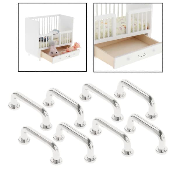 1:12 Mini-handtag till dockhus Kompatibel med grindgarderob Silver Small 8Pcs