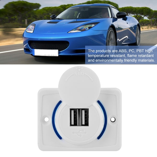 3.1A bilmodificeret USB-oplader med LED-telefonoplader med dobbelte USB-porte