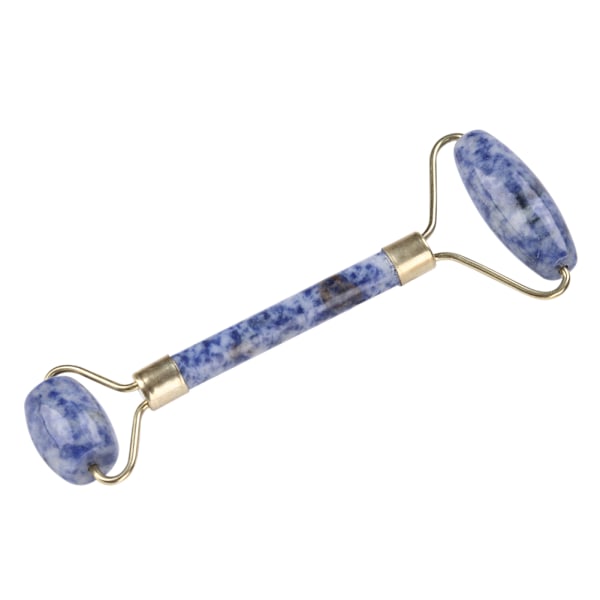 1Pc Artificial Jade Doublehead Beauty Roller AntiAging Face Eye Neck Massager Tool(Blue)