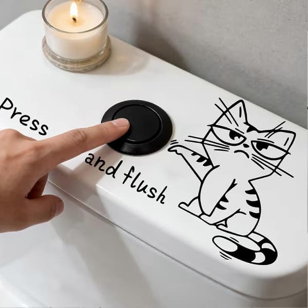 Flush Please Toaletttank Dekal – Vanntett og oljebestandig – for barnerom og hjem C