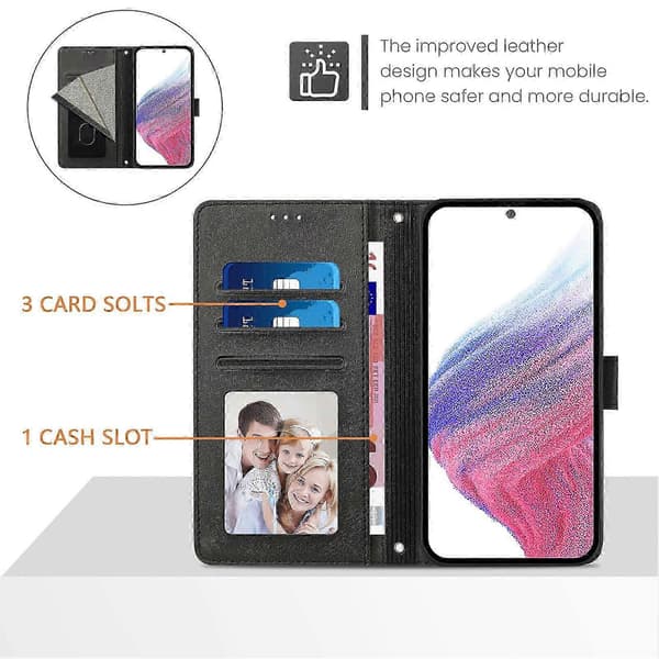 Infinix Note 30 Pro Plånboksfodral - RFID-blockerande PU-läderflikfodral med kortfack och stötsäkert black
