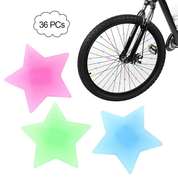 36 stk. Stjerneperler Børne Plastik Cykelhjul Eger Perle Klips Cykel Spokey Dekoration