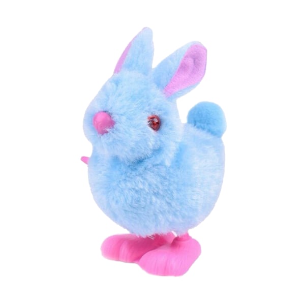 (1 pakke) (Blue Bunny) Påskehare Plys Simulering Bunny Hoppe og løbe Oprulningslegetøj 8x9 cm, plastik + plys