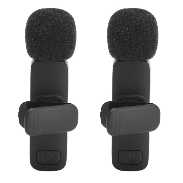 Trådløs Lavalier Lapel Microphone 1 for 2 3,5 mm automatisk støyreduksjon klips på mikrofon for livestreaming ++