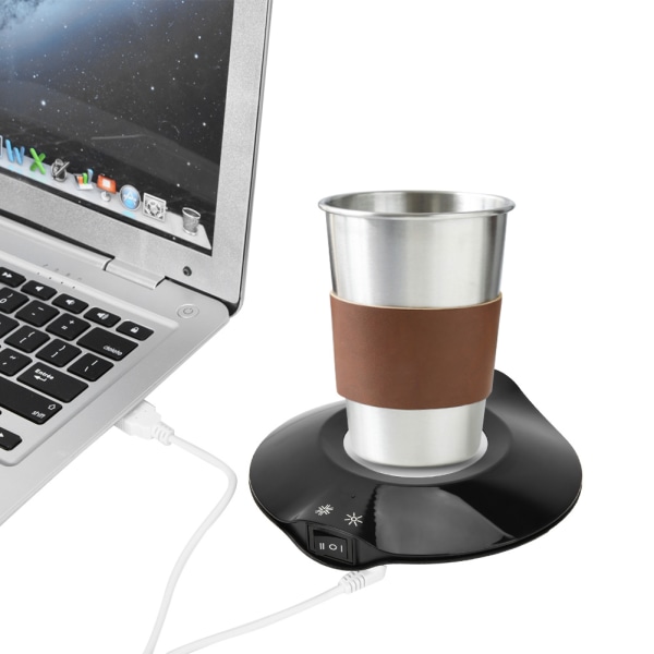 USB Power Office Home Kald Varm Dual Purpose Coaster Kaffekopp isolert putematte (svart) ++