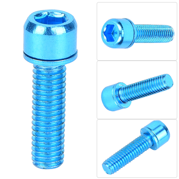 6 stk. M5x25mm Titanium Legering Cykel Flaskebeslag Opbevaringsstativ Bolt Cykel Tilbehør (blå)