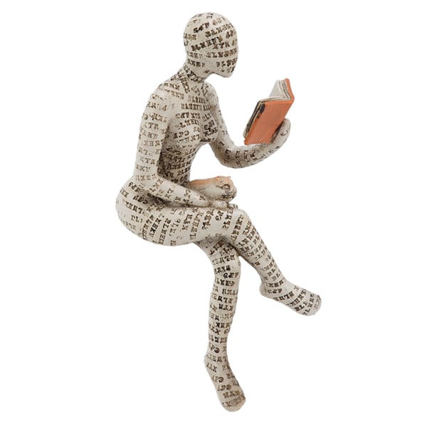 Hartsia lukeva nainen hahmohahmo Innovatiivinen nainen, joka lukee sellua muovauskirjahyllyn koristeita kodin sisustamiseen B /