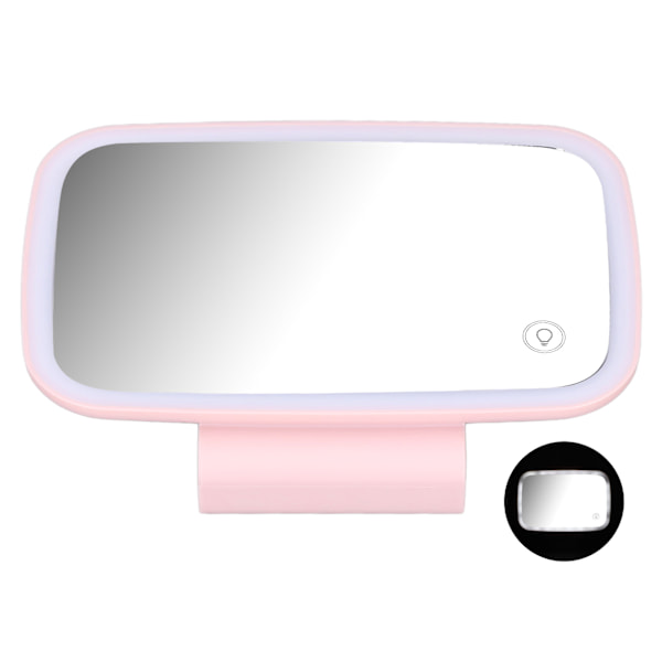 Bilsolskyddsspegel med LED-belysning, pekskärm, plug and play, med infällbart bakre klämma, rosa