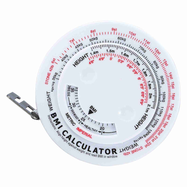 Kroppsfettmåler - Rund Målebånd for Kroppsmåling - Treningsmåling - Retraktil Målebånd