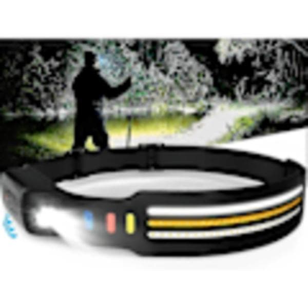 Oppladbar hodelykt 9000 lumen supersterk LED-hodelykt 260° bred stråle med bevegelsessensor 10 lysmoduser