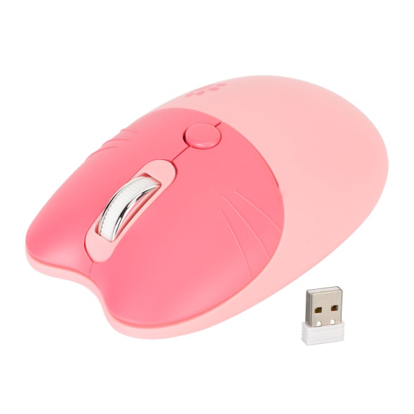 TIMH 2.4G Cat trådlös mus Mute USB -mottagare Söt bärbar 3 nivåer DPI-mus för M3 Laptop-dator Sakura Pink