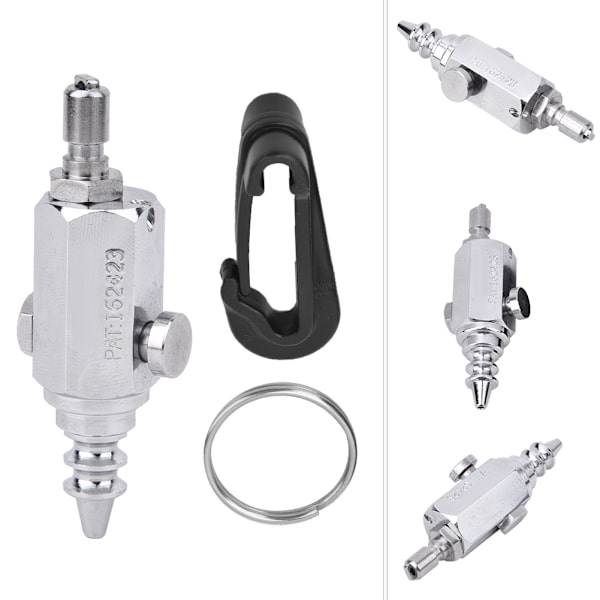 Professionel Mini Dykkerluftdyse i Rustfrit Stål, 8 cm, Universal, til BCD-Opblæsningsslange, Rengøringsværktøj, Sølv