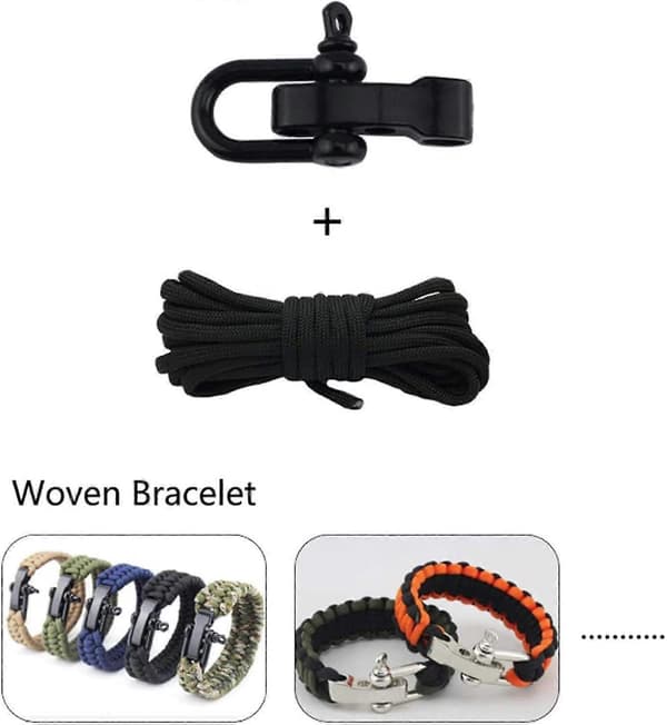 10 st Paracord Armbandsspännen Svarta - Justerbart U-spänne Klämma
