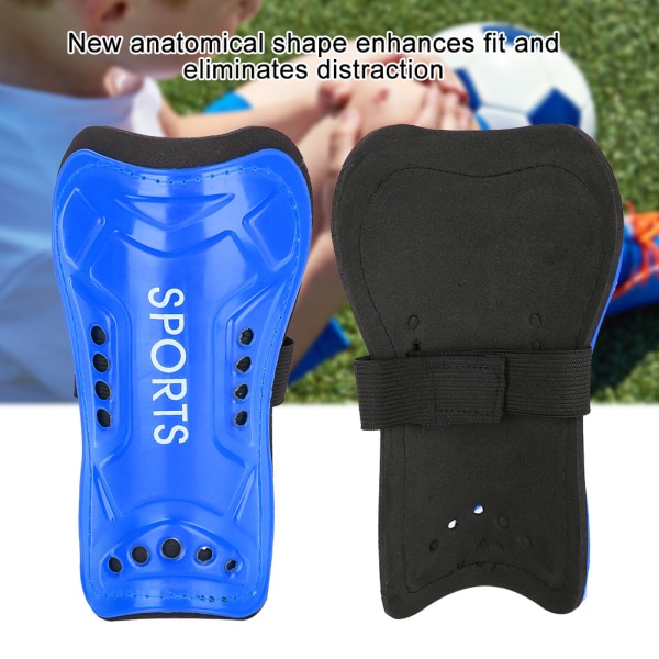 Pari lasten jalkapallon säärisuojat harjoitusjalkasuojat turvasuoja Säädettävä hihna (sininen)++/