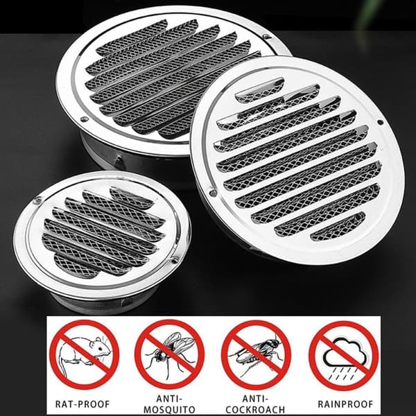 Rund ventilasjonsrist i rustfritt stål, ventilatoravtrekk, viftedekselrist (180 mm)