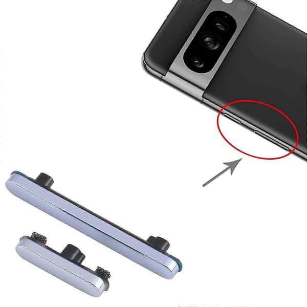Erstatningsafbryder til Google Pixel 8 Pro inkluderer lydstyrkekontrol Blue