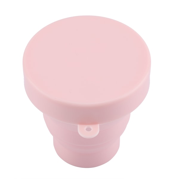 Bärbar Vikbar Silikonkopp med Lock - Rosa