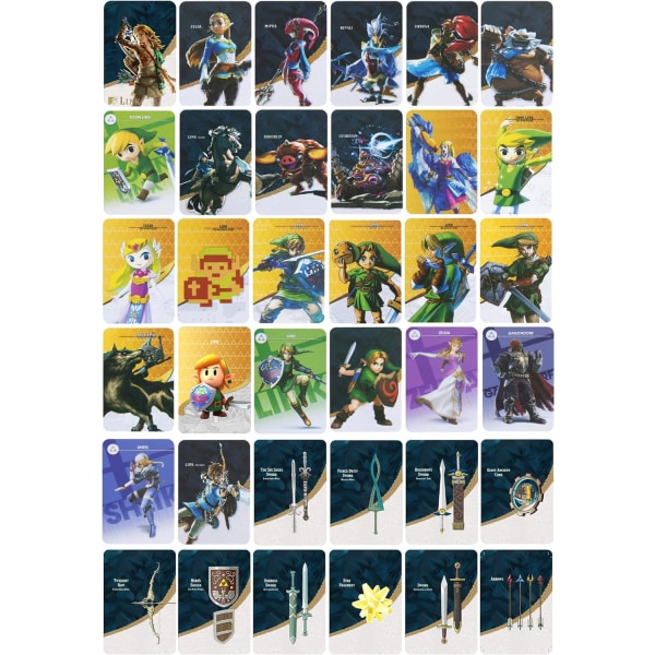 Full set mini Amiibo-kort som är kompatibla med The Legend of Zelda: Breath of the Wild och Kingdom Tears - Large Cards 40