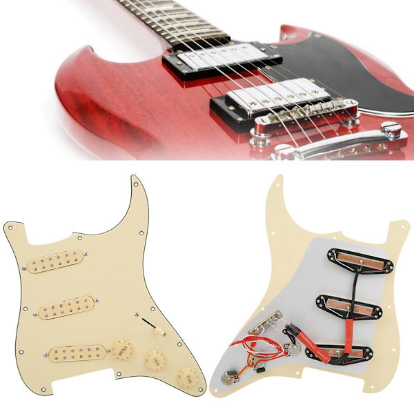 Forudkablet Pickguard Pickup Sæt Single Coil Beige Elektrisk Guitar Musikinstrument Tilbehør