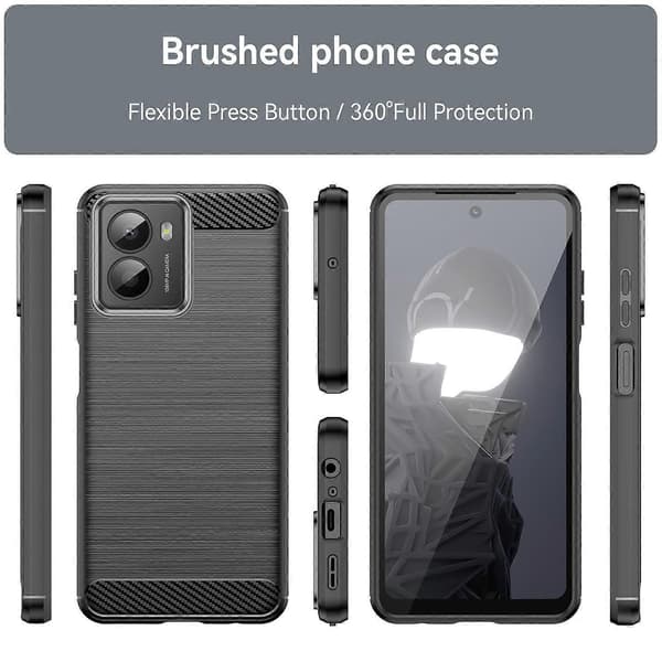 TPU-etui med børstet tekstur Sort Black For HMD Fusion