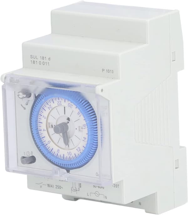 Mekanisk timer, 110-230V tidsafbryder, 2-vejs digitalt display, DIN-skinne, til indendørs brug, til belysning, til lamper