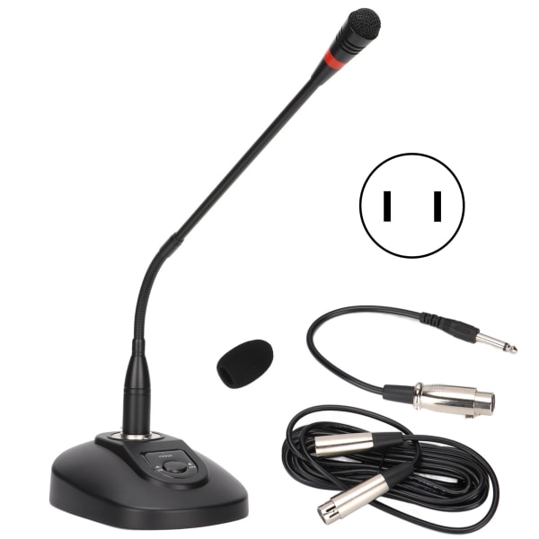TIMH svanehals kablet mikrofon Justerbar skrivebordsmikrofon med XLR til 6,35 mm-kabel for konferansesending 100-240VUS-plugg