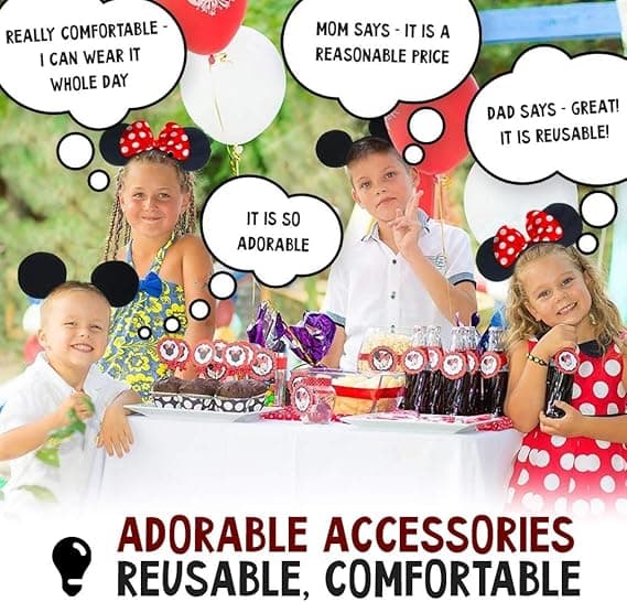 Sæt med 4 Mickey Mouse ørehårbånd Minnie Mouse ørehårbånd Dame Piger[BEMS]