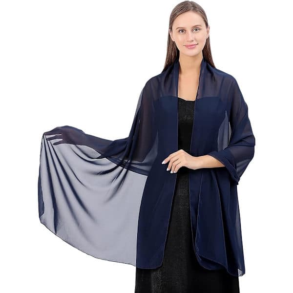 Dame skjerf/sjal - 200x70cm - Marineblå - Tyndt skjerf/sjal - Dame skjerf - Skjerf