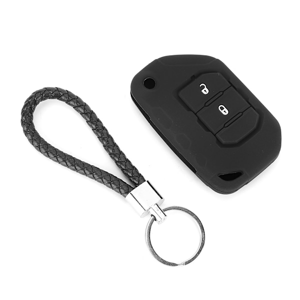 2 Buttons Black Silicone Car Key Protective Cover Car Accessories Fit for Jeep Wrangler JL 2018+