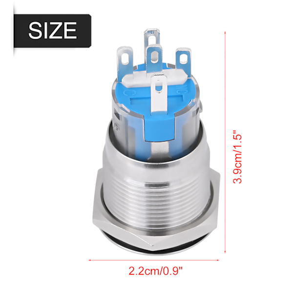 12V Hvid LED Bilmotor Start Stop Trykknapkontakt Sølv Rustfrit Stål