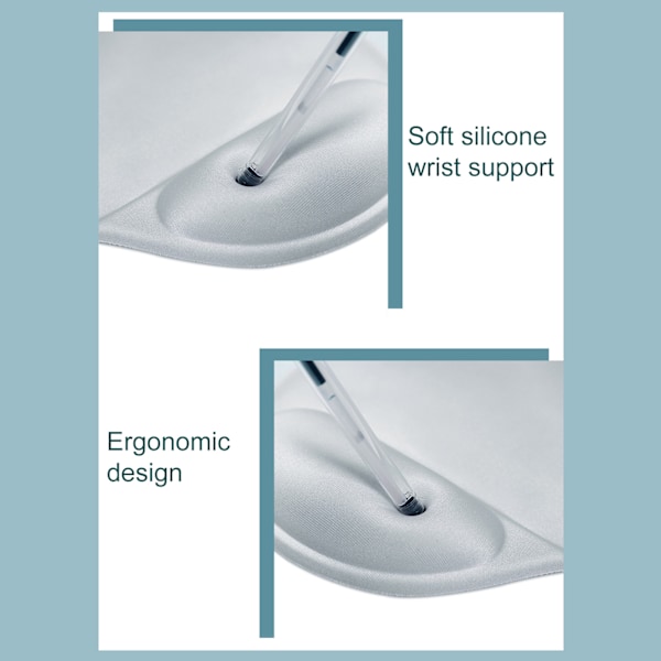 Handledsstöd Musmatta Grå Mjuk Silikon Ergonomisk Design Halkfri PU Botten Mus Handledsdyna för Kontorsarbete Spel Grå